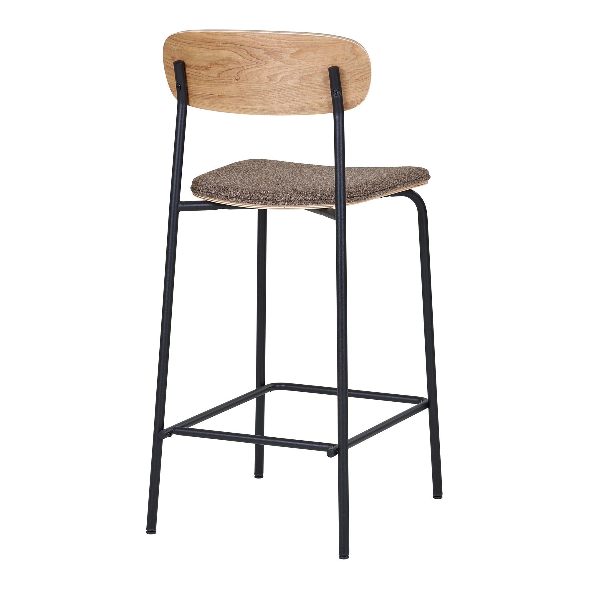 Estepona Counterhocker 2er Set – mit Holzrückenlehne, braunem Sitz und schwarzen Beinen, 42,5×49×95 cm